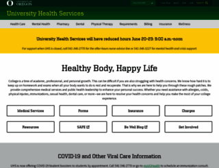 health.uoregon.edu screenshot