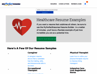 healthcare.myperfectresume.com screenshot