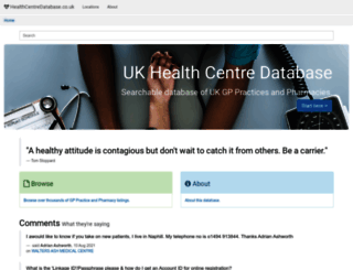 healthcentredatabase.co.uk screenshot