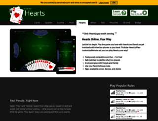hearts.trickstercards.com screenshot
