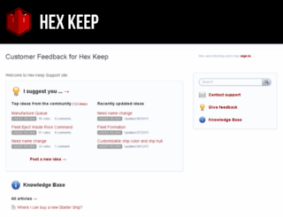 hexkeep.uservoice.com screenshot