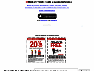 Access hfqpdb.com. Harbor Freight Tools Coupon Database - Free coupons, 25  percent off coupons, 20 percent off coupons