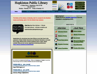 hopkintonlibrary.org screenshot
