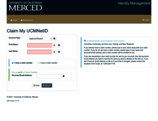 idclaim.ucmerced.edu screenshot