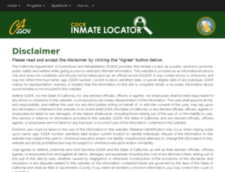 inmatelocator.cdcr.ca.gov screenshot