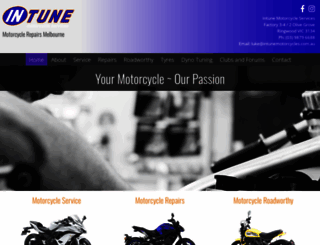 intunemotorcycles.com.au screenshot