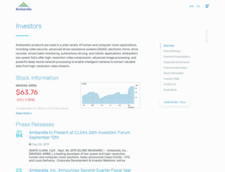 investor.ambarella.com screenshot