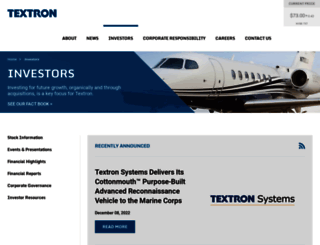 investor.textron.com screenshot