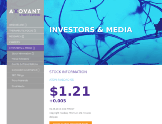 investors.axovant.com screenshot
