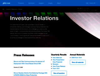 investors.micron.com screenshot