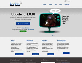 ionizecms.com screenshot