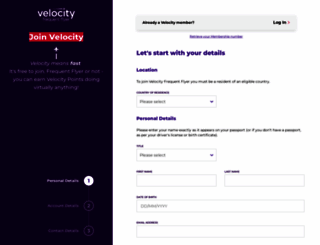 join.velocityfrequentflyer.com screenshot