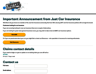 justcarinsurance.com.au screenshot