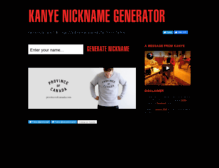 kanyenickname.com screenshot