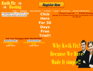 kwikfixhosting.com screenshot
