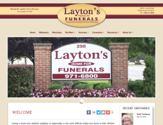 laytonshomeforfunerals.com screenshot