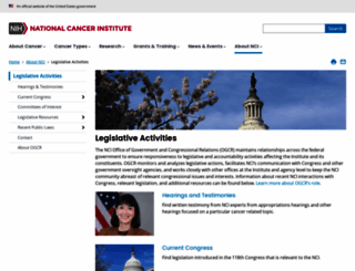 legislative.cancer.gov screenshot