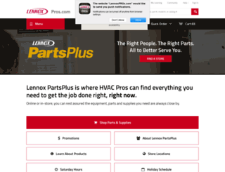 lennoxpartsplus.com screenshot