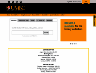 library.umbc.edu screenshot