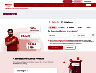 lifeinsurance.adityabirlacapital.com screenshot