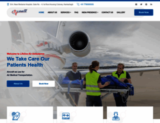 lifelineairambulance.in screenshot