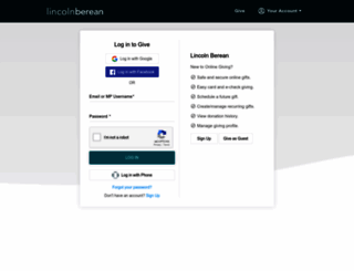 lincolnberean.onlinegiving.cc screenshot