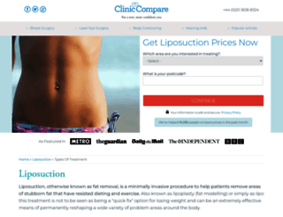 liposuction.cliniccompare.co.uk screenshot