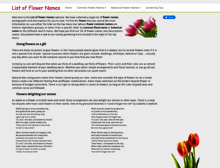 list-of-flower-names.com screenshot