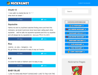 listofcutenicknames.com screenshot