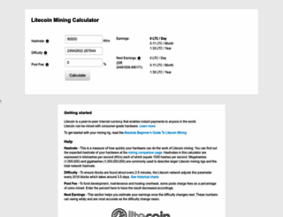 litecoinminingcalculator.com screenshot