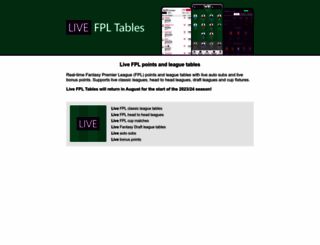 livefpltables.com screenshot