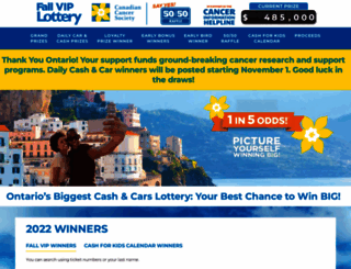 lottery.cancer.ca screenshot
