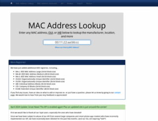 macvendorlookup.com screenshot