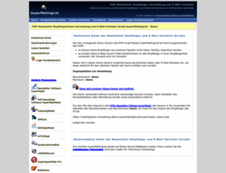 mailinglisten-verwaltung-demo.supermailinglist.de screenshot