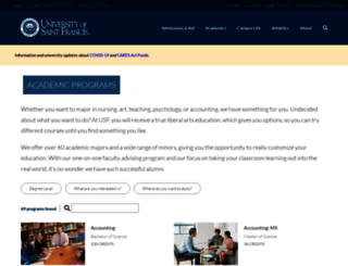 majors.sf.edu screenshot