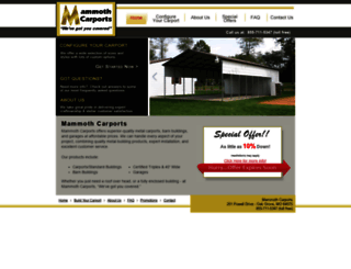 mammothcarports.com screenshot