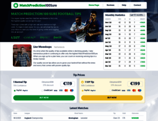 matchprediction100sure.com screenshot