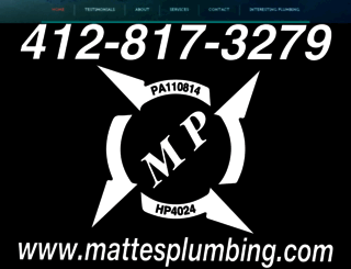 mattesplumbing.com screenshot