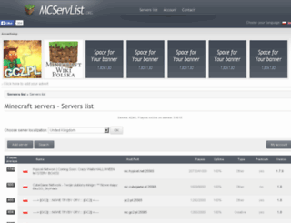 mcservlist.org screenshot