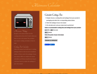 microwavecalculator.com screenshot