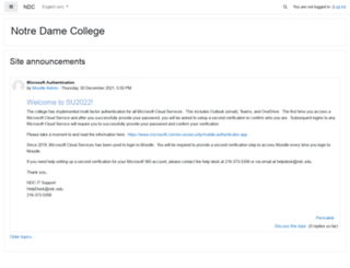 moodle.ndc.edu screenshot