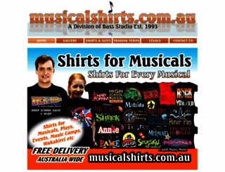 musicalshirts.com.au screenshot