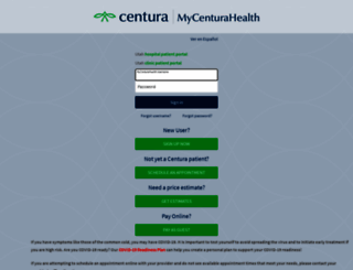 mycenturahealth.org screenshot