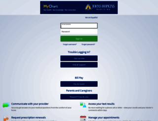 mychart.hopkinsmedicine.org screenshot