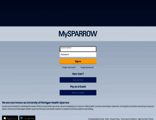 mychart.sparrow.org screenshot