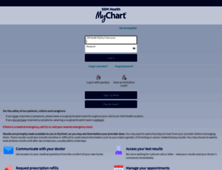 mychart.ssmhc.com screenshot