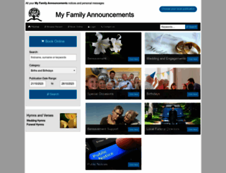 myfamilyannouncements.co.uk screenshot