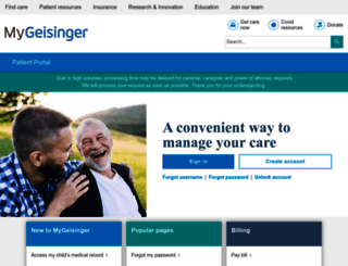 mygeisinger.geisinger.org screenshot
