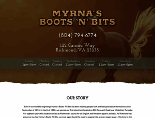 myrnasbootsnbits.com screenshot