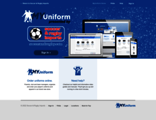 myuniform.soccerandrugby.com screenshot